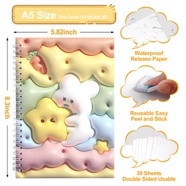 SHANGRLA Reusable Sticker Collecting Album for Kids Girls Adults - Blank Sticker Keeper Book - Sticker Storage Notebook for Journal Scrapbook Vinyl Stickers Collection, 39 Sheets,Flat Cover.