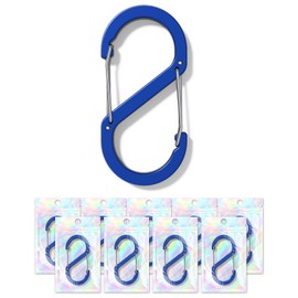 S Carabiner Clips,2.6In Aluminum S Hook Double Snap Clasps Bottle Clip Paracord Keychain Hooks Backpack Hanger Camping Accessories for Backpacking,Fishing,Camping,Hiking,Picnic - Blue 10PCS