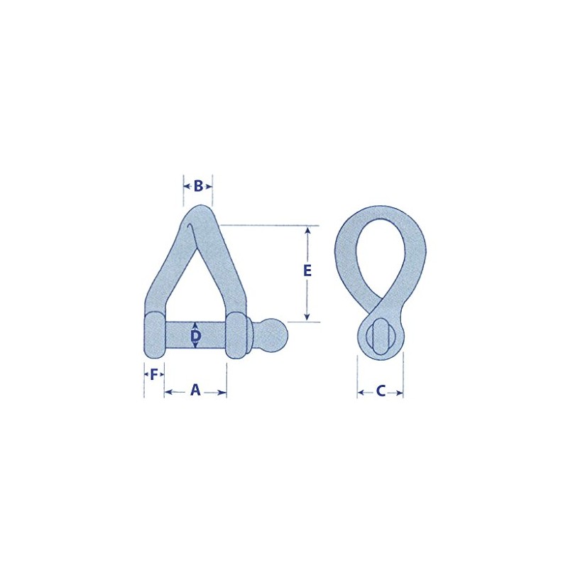 Stainless Steel Twisted D Shackle Strip 5MM (Marine Rope Rigging