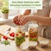 32oz Wide-Mouth Glass Salad Jars 2-Pack with Ivory Plastic Lids