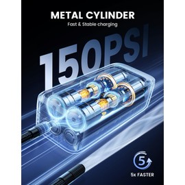 Lamicall Car Tyre Inflator Air Compressor - [5x Faster Inflation] Portable Air Pump with Digital Pressure Gauge & LED Light, 150PSI Electric Tyre Pump with Auto Shutoff for Car, Motorcycle, Bike, Ball