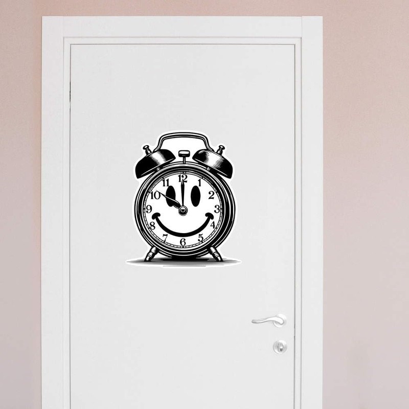 Extra Large 460mm 'Smiling Alarm Clock' Permanent Sticker Decal for