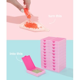 CATEARED 20 Pieces Tiny 2-in-1 Stackable Diamond Painting Trays with Lid, Storage Container for Diamond Painting, Craft and Bead Storage Containers (Light Pink, Tiny)