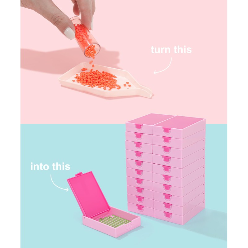 CATEARED 20 Pieces Tiny 2-in-1 Stackable Diamond Painting Trays with