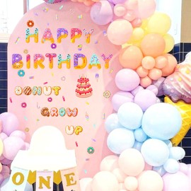 Barri Design Happy Birthday Party Supplies - Kids First Birthday Decorations, Donut Candy Party Backdrop, Baby Boy Girl Wall Stickers, Arch Decal