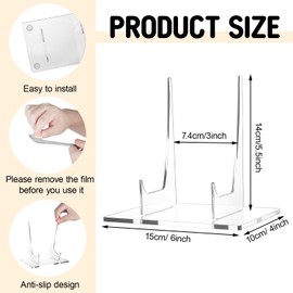 HCEWSBFD 2Pack Acrylic Book Stand Clear Easel Stand for Adjustable Clear Display Holder Easel Collector Stand Picture Book Decorative Plate Platter Photo for Home Office Back to School Comic Album CD