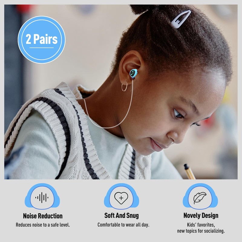 Kids Ear Plugs for 5-12 Yr, 4 Sizes XS-L, Small
