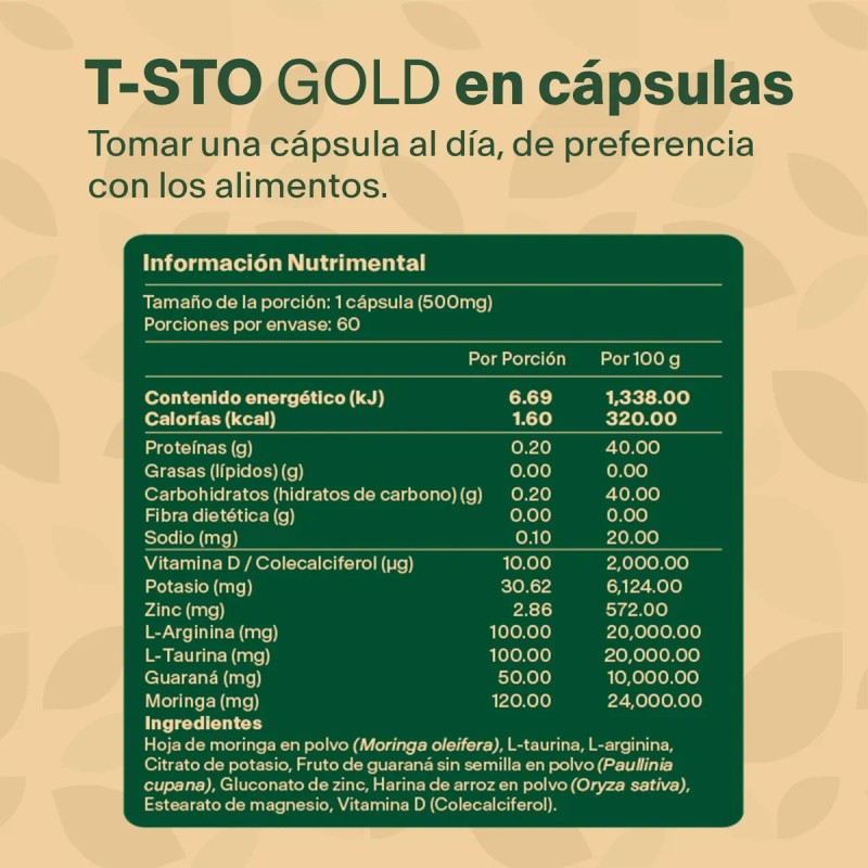 Testo Gold Con 60 Capsulas. Suplemento Alimenticio- Multivit No