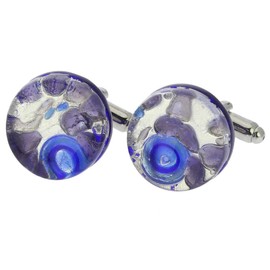 GlassOfVenice Murano Glass Venetian Classic Round Cufflinks - Periwinkle