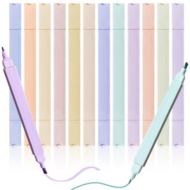 Gurfzcyuoo 12 Pcs Pastel Highlighters, Dual Mild Assorted Colours Highlighters Pens, Aesthetic Cute Highlighter Colours Pastel Highlighter for Journals, Bibles, Notebooks, School Office Supplies