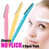 Glamza No Flick 3 Pack Eyebrow Brow Shaper Razor &