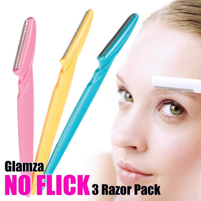 Glamza No Flick 3 Pack Eyebrow Brow Shaper Razor &