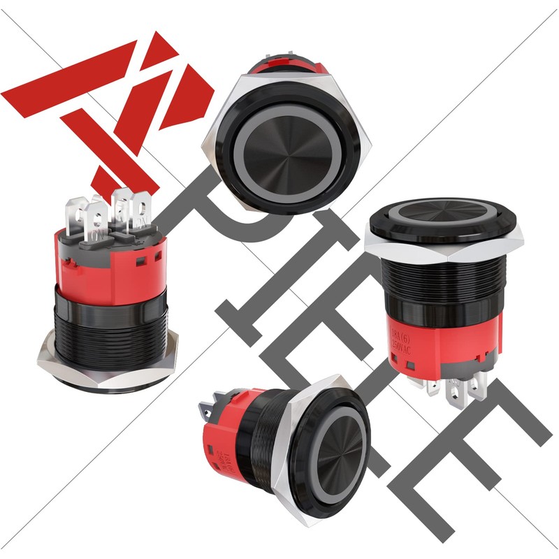 APIELE 110V-220V 22mm Latching Push Button Switch 15A Angel Eye