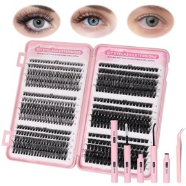 Aomig Lash Clusters Wispy Cluster Lashes, 570Pcs Individual Cluster Lashes Extensions Mixed Trays 8-16mm Eyelash Clusters, Natural Lash Extensions Wispy Cluster Lashes Kit(30D+40D+50D+60D+80D+100D)