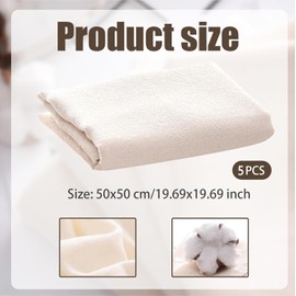 WchoeSS 5Pcs Cheese Cloths for Straining,Muslin Cloths for Cooking,Unbleached Pure Cotton Cheese Cloths,Cheesecloth for Straining, Fit for Straining, Cooking, Baking in Home (50x50cm)