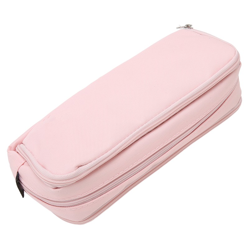 Pen Pencil Case 3 Compartments Canvas Portable Large Capacity Pencil