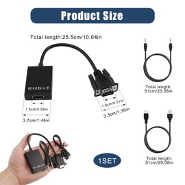 Hdmi to Vga Adapter With 3.5mm Audio Jack, Hdmi Male to Vga Female Converter for Tv Stick, Laptop, Pc, Monitor, Projector, More – Full Hd 1080p (Black)