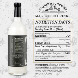 Liquid Alchemist Coconut Syrup for Drinks - Real Ingredients Make our Cream of Coconut Syrup a Perfect Pina Colada Drink Mix - Non-GMO & Vegan (25.4 oz)