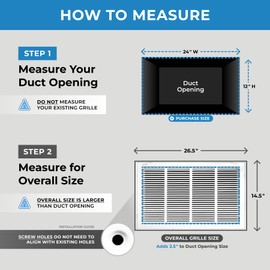 HVAC Premium 24 x 12 Duct opening Steel Return Air Filter Grille, for 1-inch Filter, Removable door, Flat stamped HVAC Vent Cover Grille, Overall Size 26.5 x 14.5