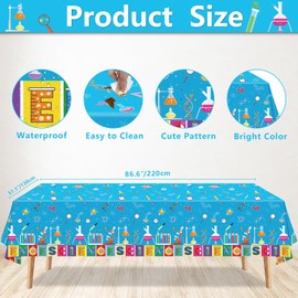 Inspireyee 4 Pieces Science Party Tablecloth Decorations Crazy Scientist Theme Birthday Party Supplies Rectangular 51 x 86 Inch Laboratory Table Covers for Science Lab Party Decor (Science-4)