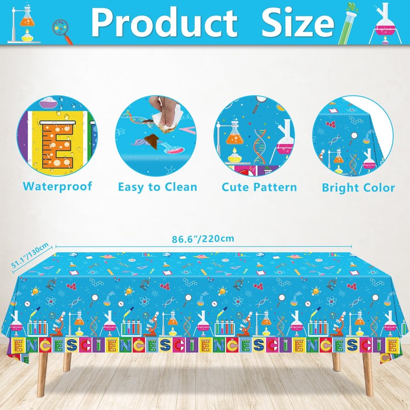 Inspireyee 4 Pieces Science Party Tablecloth Decorations Crazy Scientist Theme