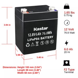 Kastar 2000 Cycles 12V 6Ah Rechargeable LiFePO4 Lithium Iron Phosphate Battery