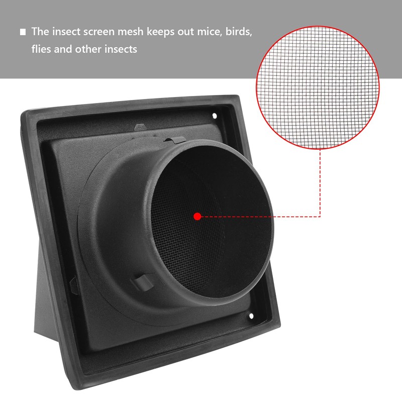 FRESH SPEED 4 Inch Black Dryer Vent Cover Outside Stainless