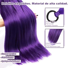 4 Paquetes Extensiones Cabello Morado 60cm Preestirado Trenzas Cosplay