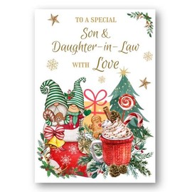 Second Ave Son & Daughter-in-Law Christmas Winter Gingerbread Xmas Holiday Festive Greetings Card