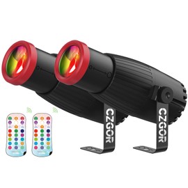 Czgor 18W Pinspot Light, RGBW Mirror Disco Ball Spotlight with Remote Control, Manual Focus 4 in 1 LED 16 Light Colors, Super Bright Stage Lighting for Party Club Bar Wedding, Casual Red, 2 Pack