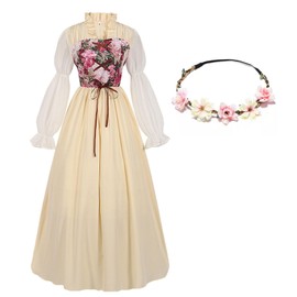 Renaissance Costume Vintage Courtly Style Dress for Women Spring/Summer Costume Renaissance Costume