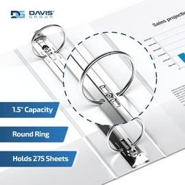 Easyview Premium, 1.5-Inch Mini Binder, 8.5"x5.5", 3-Ring Binders for School, Office, or Home, Colored Binder Notebooks, Pack of 6, Round Ring, White