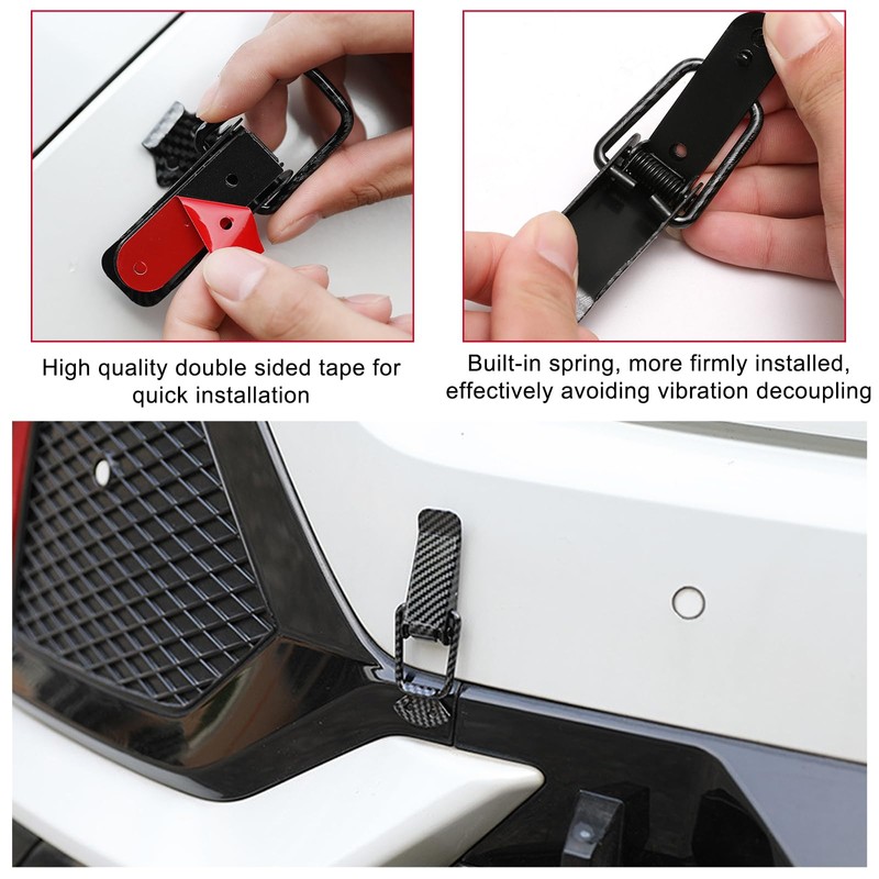 Ohleats 4 PCS Car Bumper Clip Hasp, Carbon Fiber Auto