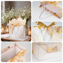 Gfractolux Gift Bag for Present, 1Pcs Large Gift Bags for Women Men with Tissue Paper and Cards, Gift Bags for Birthdays, Baby Shower, Wedding, Party, Holiday Presents 13"X10.2"X4.7" (White)