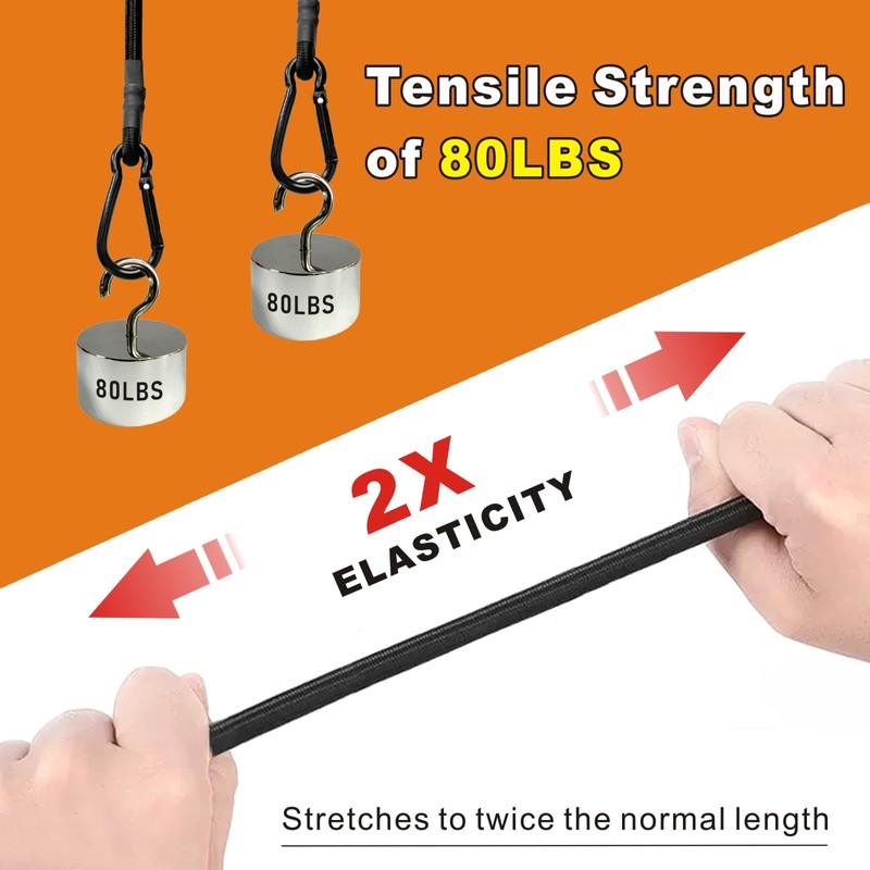 BEXSLE 8 Pcs 24in Bungee Cords with Carabiner Hooks Heavy