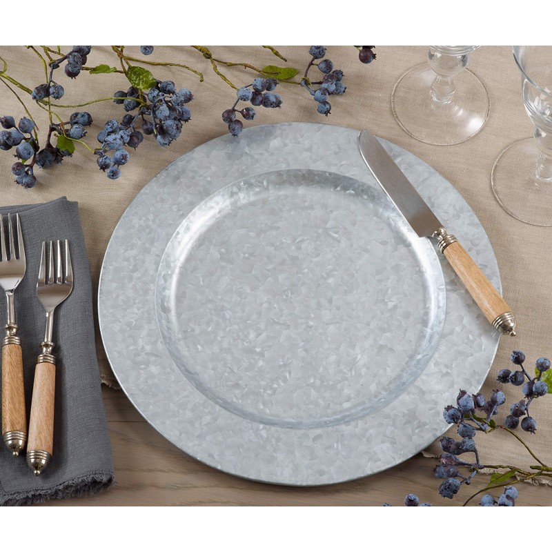SARO LIFESTYLE Polished Galvanized Charger Plates (Set of 4) –