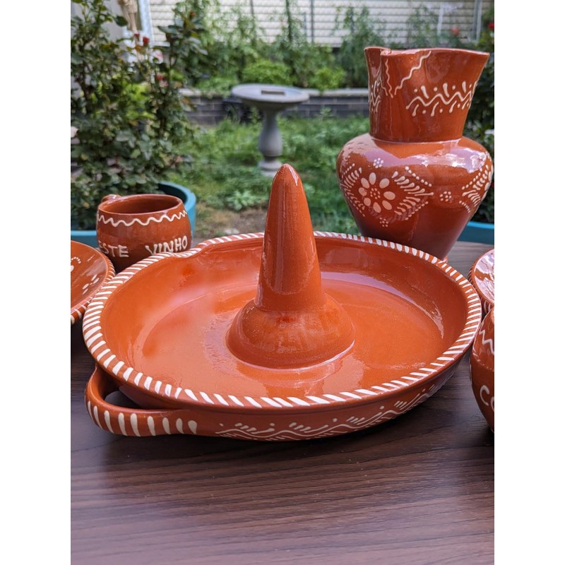 Portuguese Pottery Glazed Terracotta Clay Chicken Roaster