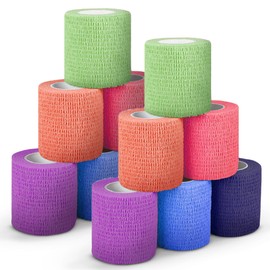 Ever Ready First Aid Self Adherent Cohesive Bandages 3" x 5 Yards - 12 Count, Rainbow Colors