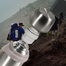 Ruucy Vacuum Insulated Flask 1.2L, Stainless Steel Water Bottle with Handle, Leakproof Thermal Flasks, Portable Insulated Bottle Travel Flask for Hot and Cold Drinks(Silver)