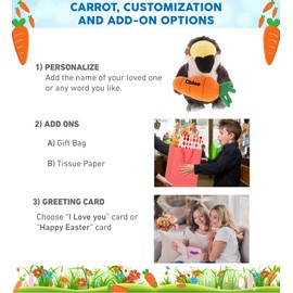 DolliBu Happy Easter Super Soft Plush Toucan with Carrot - Cute Stuffed Animals with Carrot Plush Toy, Perfect Easter Holiday Surprise Gift - 8" Inches