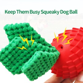 FOR-HI Interactive Dog Toys. Indestructible Dog Toys for Aggressive Chewers. Squeaky Dog Balls for Medium and Large Dogs. Outdoor Waterproof Dog Balls,Cleans Teeth,Relieves Anxiety(Red)