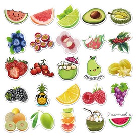 Fruit Sticker 50 Pieces Vegetable Fruit Vinyl Sticker for Laptop Skateboard Guitar Travel Box Door Luggage Car Bicycle