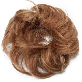 Silk-co Thick Hair Bun Extensions Messy Curly Hair Scrunchies Hairpieces Synthetic Donut Updo Hair Pieces 35g/PC Auburn & Dark Blonde