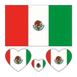 40 Tattoos: Mexican Flag, Mexico Party Favors - pegatinas temporales de tatuajes faciales para el día provisional de la campaña de tatuajes del día de la independencia de México