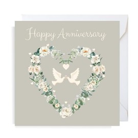 Second Ave Flower Heart Anniversary Square Card Partner Wife Husband Anniversary Card