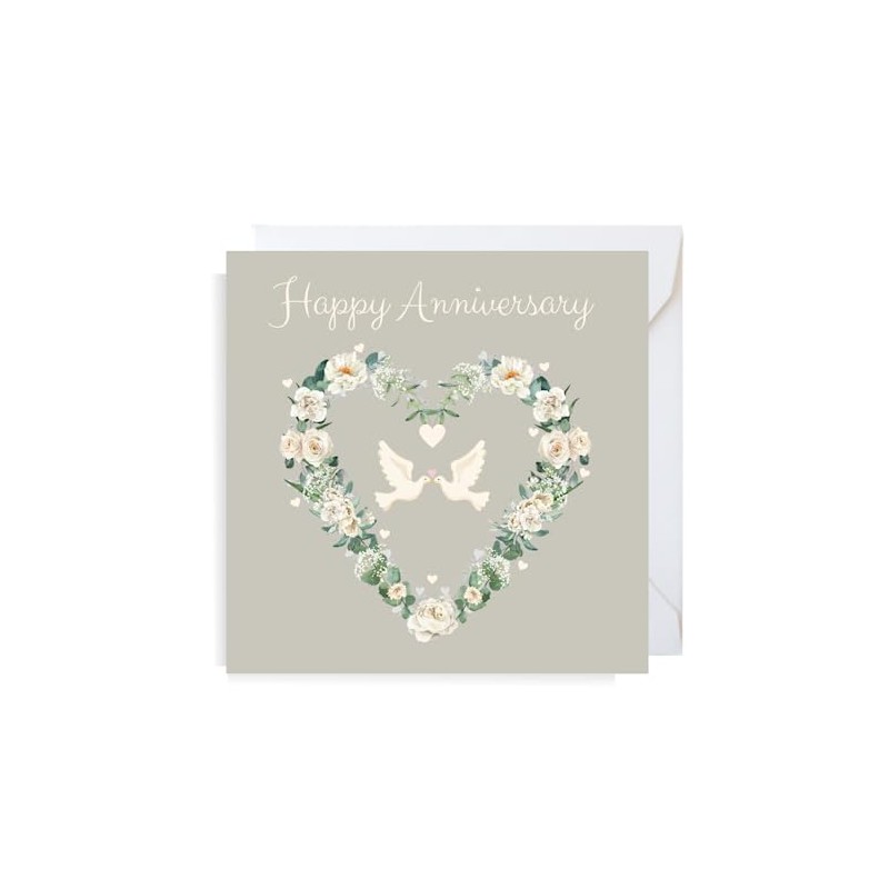 Second Ave Flower Heart Anniversary Square Card Partner Wife Husband