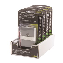 NSi Industries TORK RKP201 Outdoor 120-Volt Stem Mount Photocontrol with Light Adjustment Bar - Controls Lighting Dusk to Dawn - Compatible with Incandescent/Compact Fluorescent/Halogen/LED