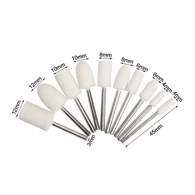 50Pcs Wool Felt Mandrel Mounted Grinding Polishing Wheel Buffing Wheel