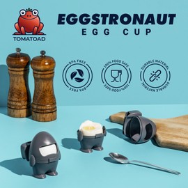 Tomatoad Eggstronaut Egg Cup – Egg Holder for Boiled Eggs – Astronaut Design – Egg Cup for Soft or Hard Boiled Eggs – Space Themed Gifts – Fun Kitchen Gadgets (Space Gray)