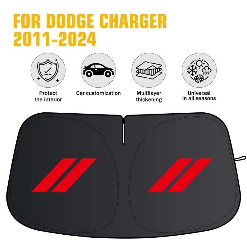 Windshield Sun Shade for Dodge Charger 2011-2024, 300T Silver Sun